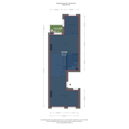 Floorplan - Potgieterstraat 53-1, 1053 XT Amsterdam